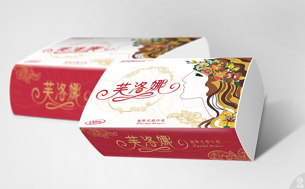 高端紙巾花神典雅品牌-芙洛娜抽取式面紙巾包裝設(shè)計(jì)